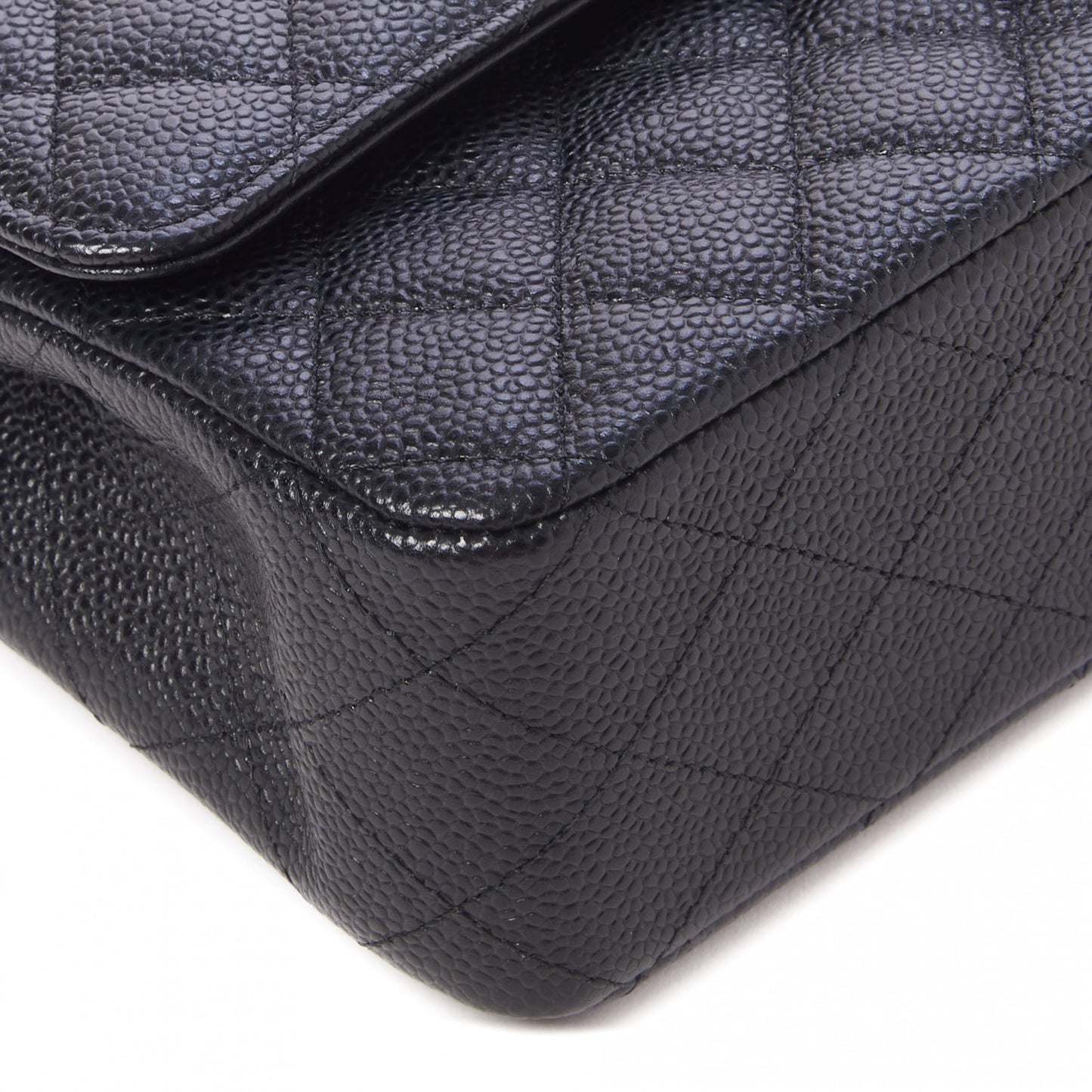Caviar Quilted Medium Double Flap Black