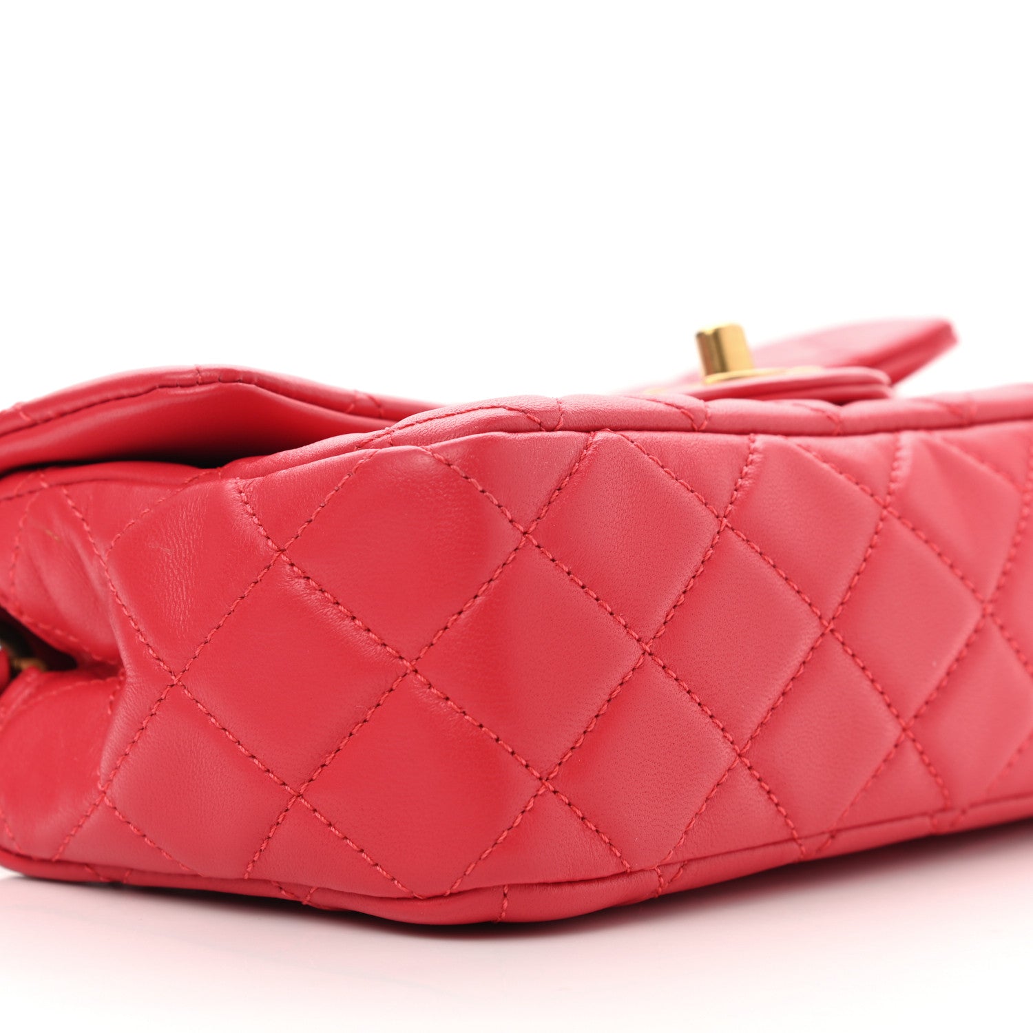 Chanel Lambskin Quilted Mini Rectangular Pearl Crush Flap Red 10 of 11