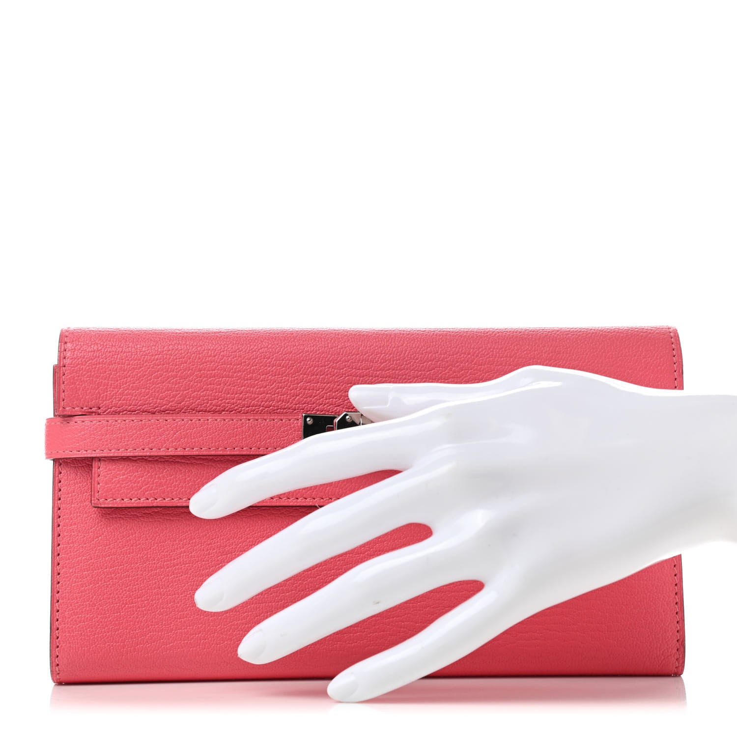 Hermes Chevre Mysore Kelly Longue Wallet Rose Lipstick 2 of 7