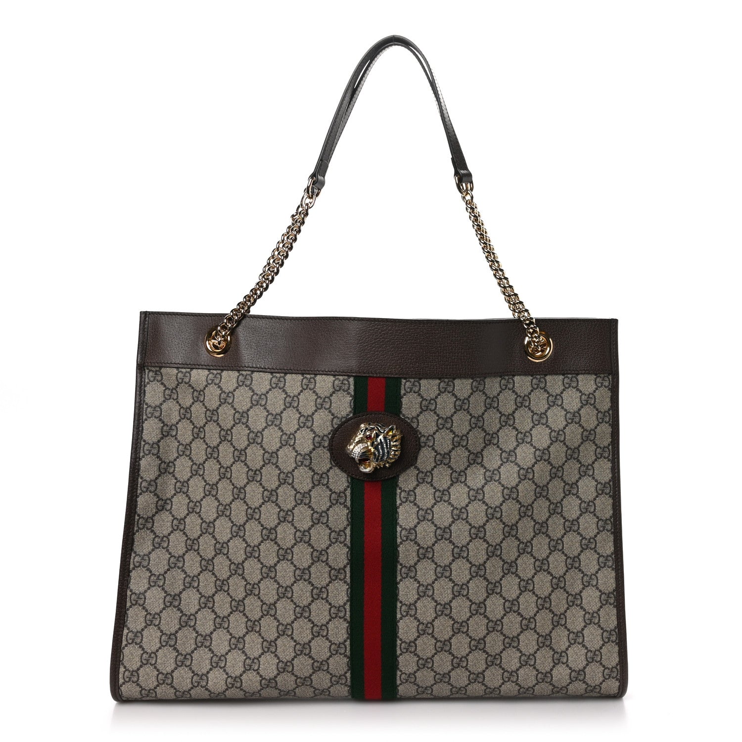 Gucci GG Supreme Monogram Large Rajah Chain Tote Beige New Acero 1 of 11