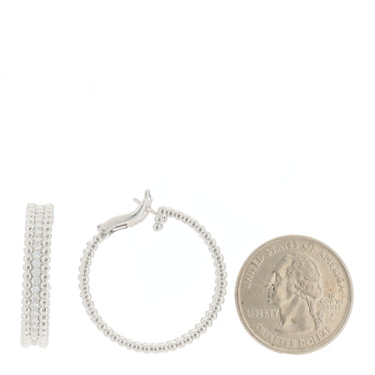 Van Cleef & Arpels 18K White Gold Diamond Perlee Hoop Earrings 2 of 5