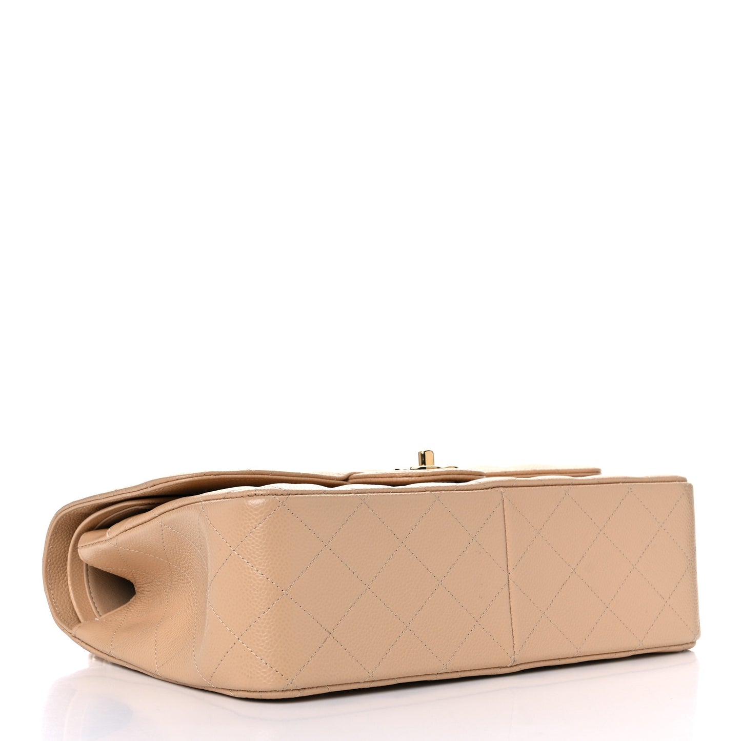 Caviar Quilted Jumbo Double Flap Beige Clair