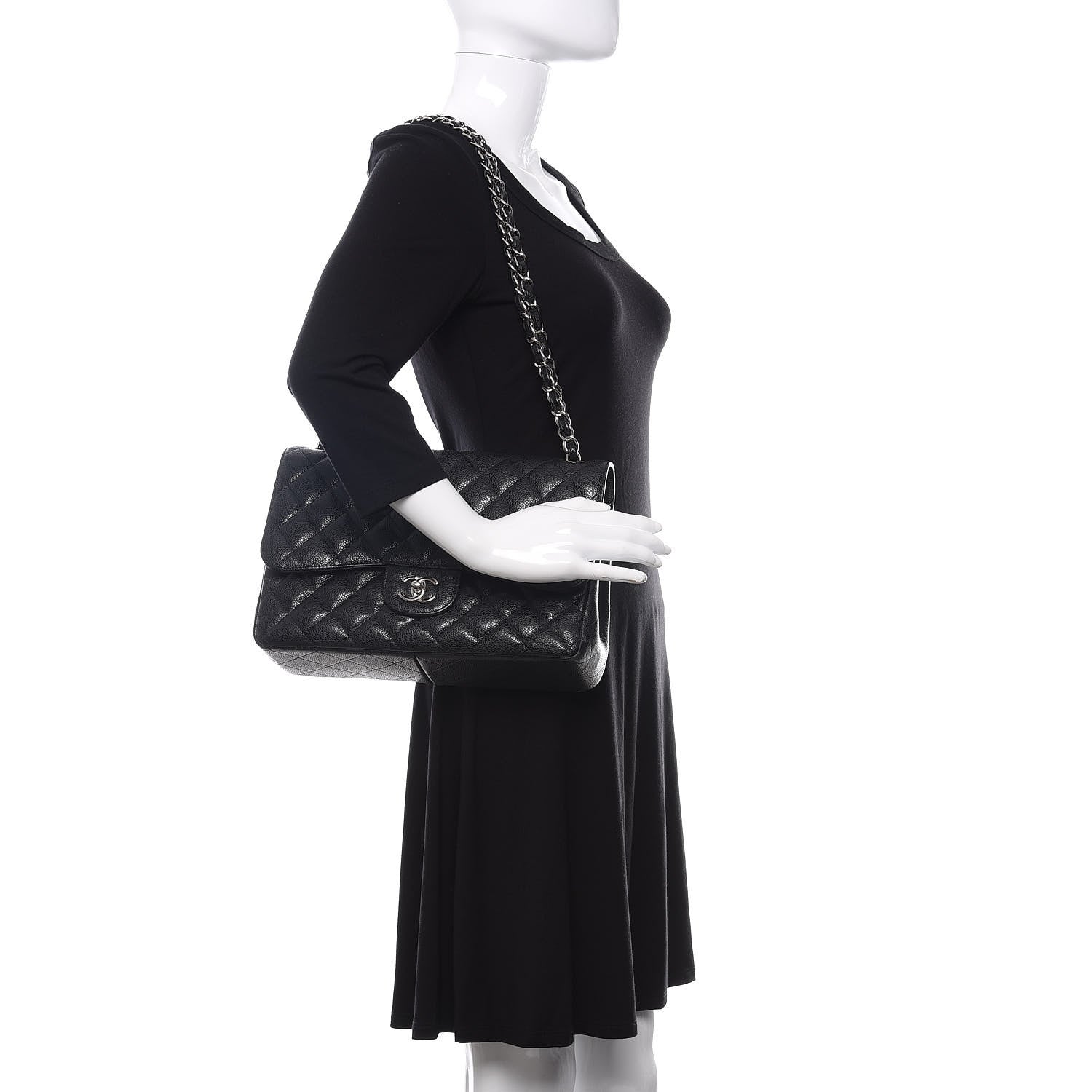 Chanel Caviar Quilted Jumbo Double Flap Black 2 of 11