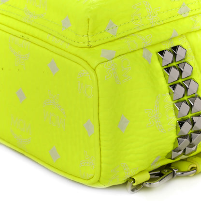 MCM Visetos Side Stud X-Mini Stark Bebe Boo Backpack Neon Yellow 9 of 10