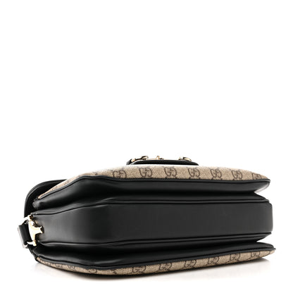 Gucci GG Supreme Monogram Horsebit 1955 Soft Small Shoulder Bag Beige Black 4 of 11