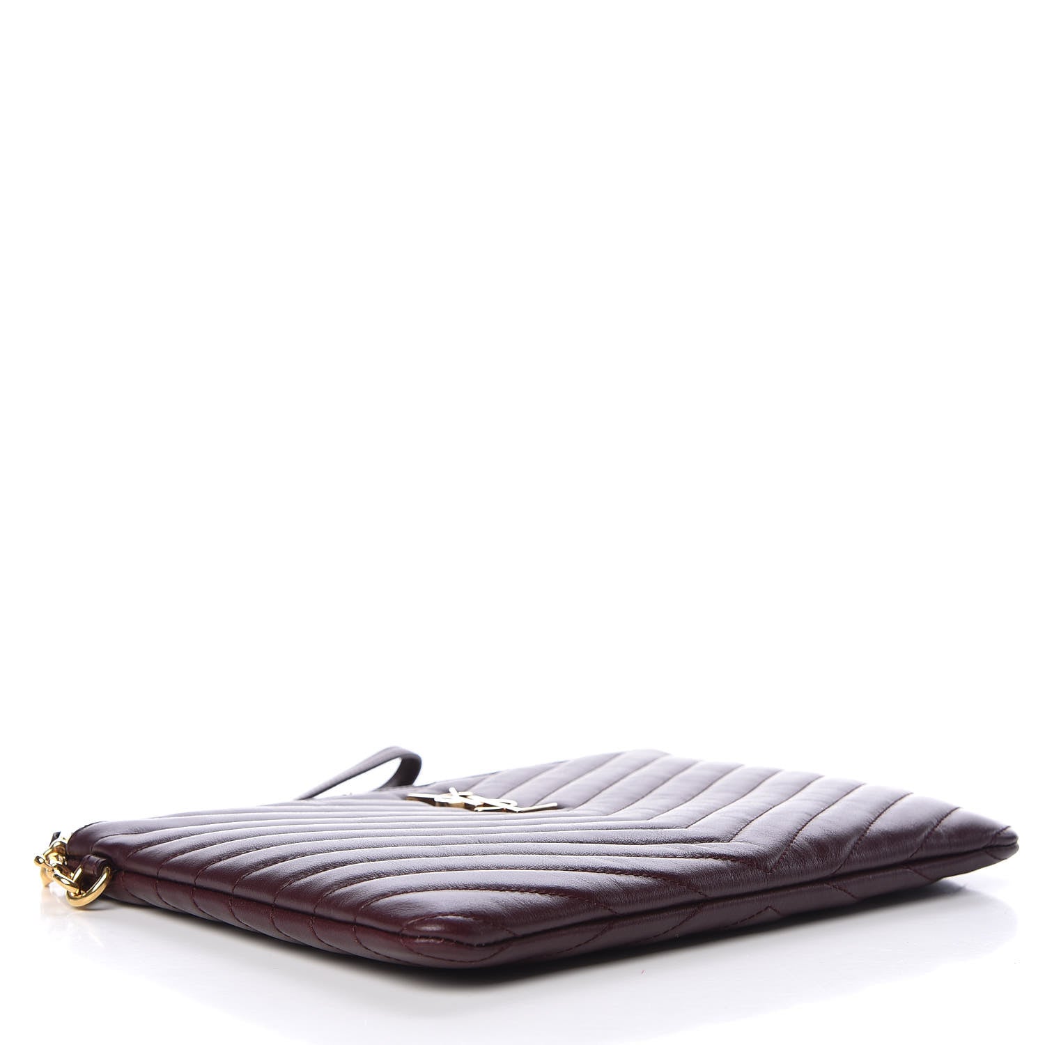 Saint Laurent Calfskin Matelasse Chevron Monogram A5 Wristlet Bordeaux 4 of 10