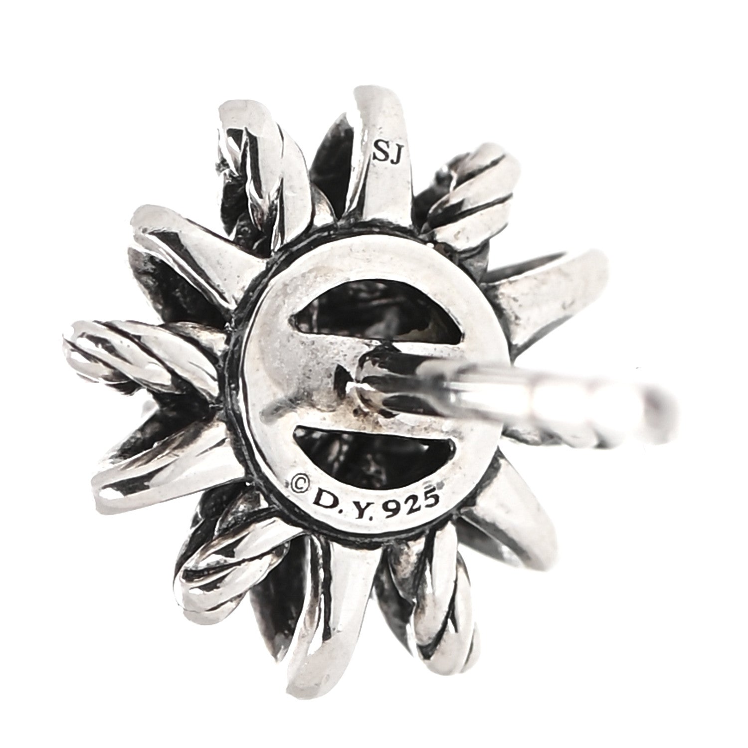 David Yurman Sterling Silver Diamond 10mm Starburst Earrings 5 of 5