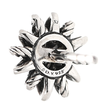 David Yurman Sterling Silver Diamond 10mm Starburst Earrings 5 of 5