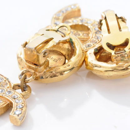 Chanel CC Crystal Large Clip On Earrings Gold 5 of 5