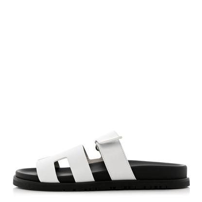 Hermes Calfskin Womens Chypre Sandals 37 White 1 of 10
