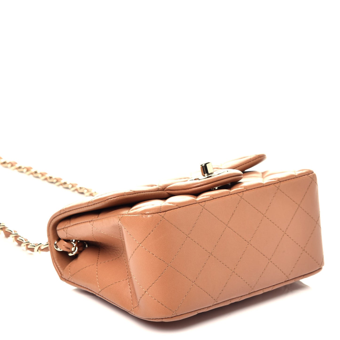 Lambskin Quilted Mini Square Flap Brown