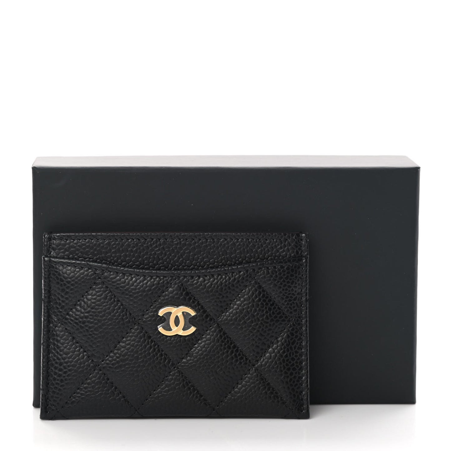 Caviar Quilted Card Holder Black