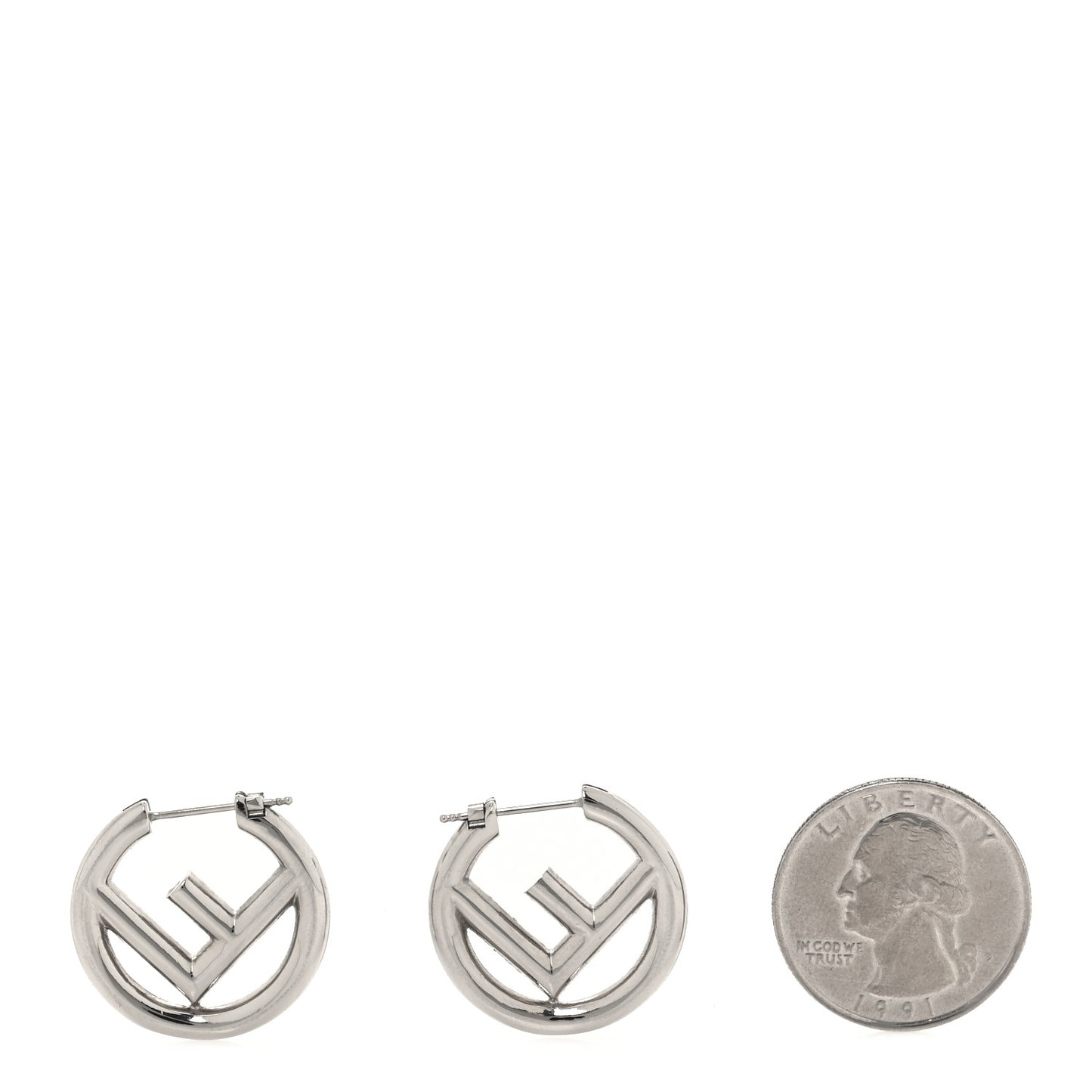 Metal F is Fendi Hoop Earrings Silver