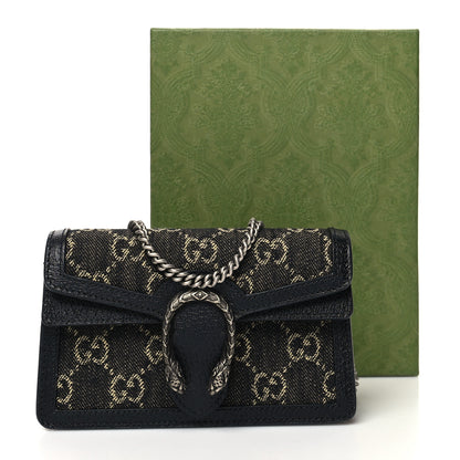 Gucci Jacquard Black Denim GG Monogram Super Mini Dionysus Shoulder Bag Black Ivory 10 of 10
