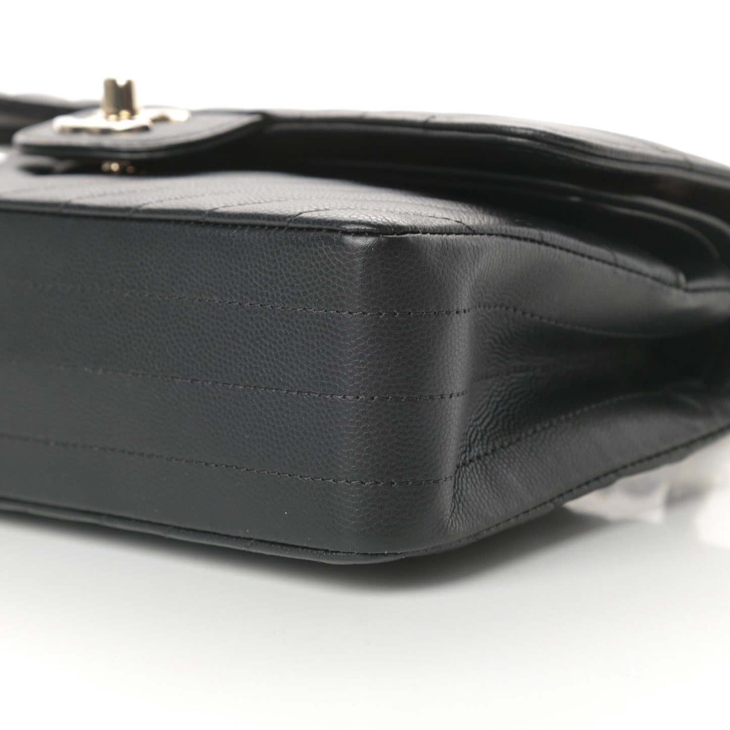 Caviar Chevron Quilted Small Double Flap Black