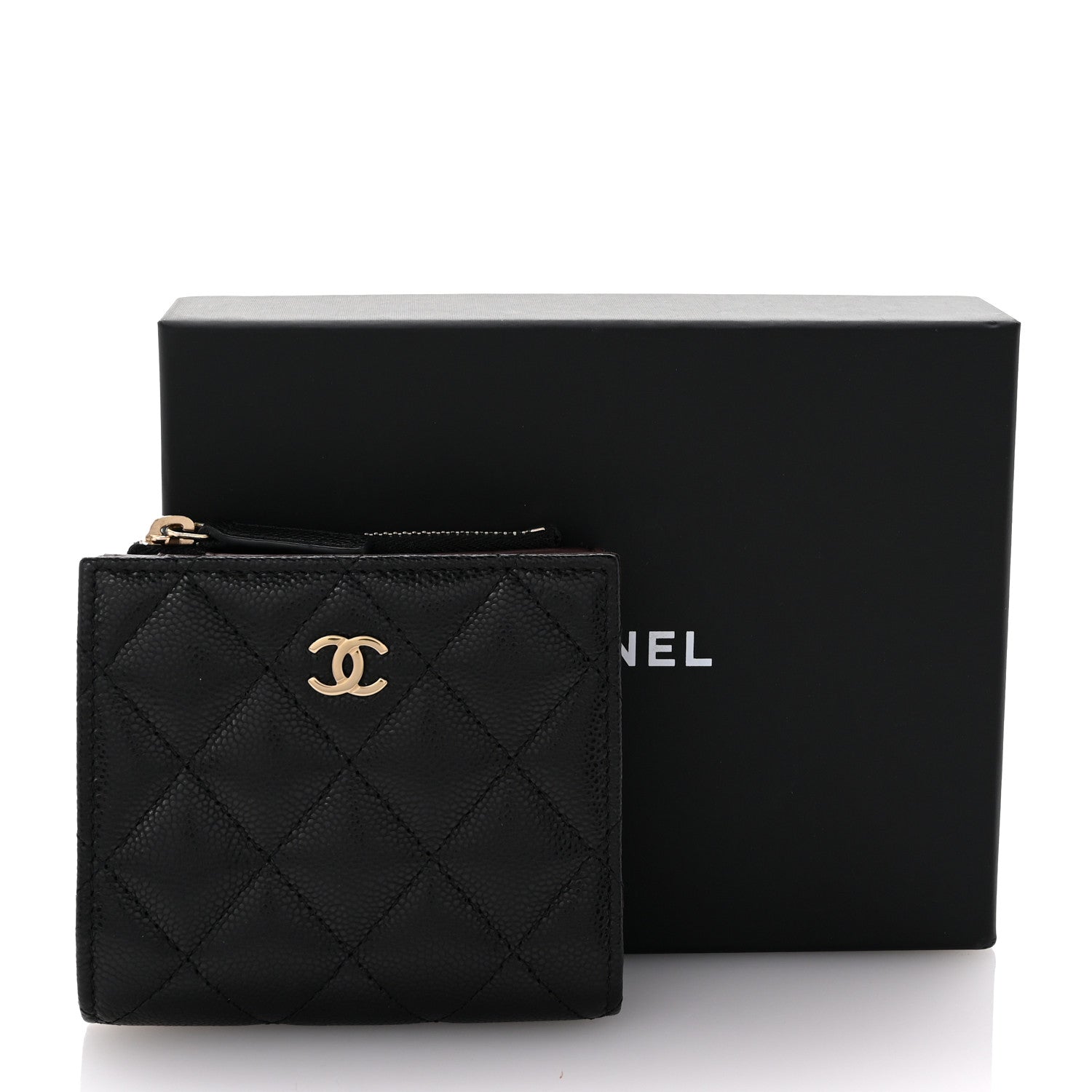 Chanel Caviar Quilted CC Zip Compact Wallet Black 9 of 9