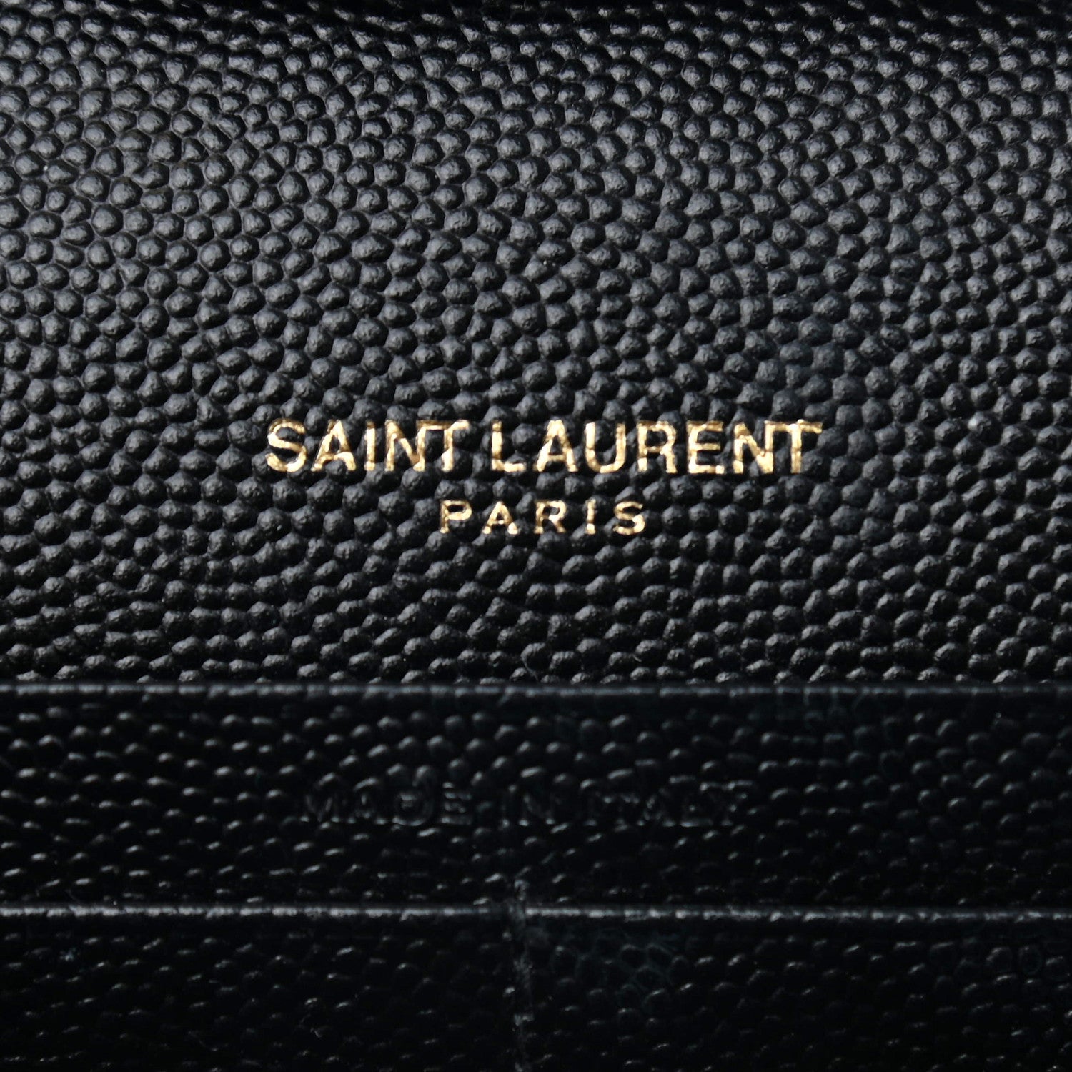 Saint Laurent Grain De Poudre Matelasse Chevron Monogram Chain Wallet Black 6 of 9