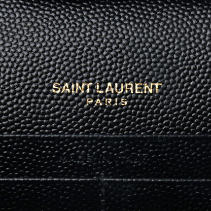 Saint Laurent Grain De Poudre Matelasse Chevron Monogram Chain Wallet Black 6 of 9