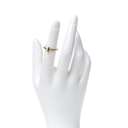 Tiffany 18K Yellow Gold Diamond T T1 Ring 51 5.75 2 of 5