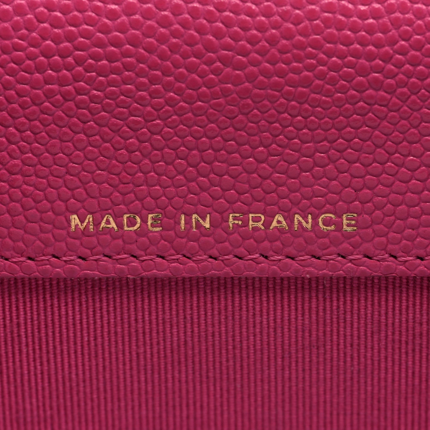 Caviar Quilted Flap Card Holder Wallet Dark Pink
