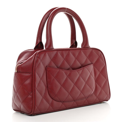 Chanel Caviar Quilted Small Bowler Dark Red 2 of 8