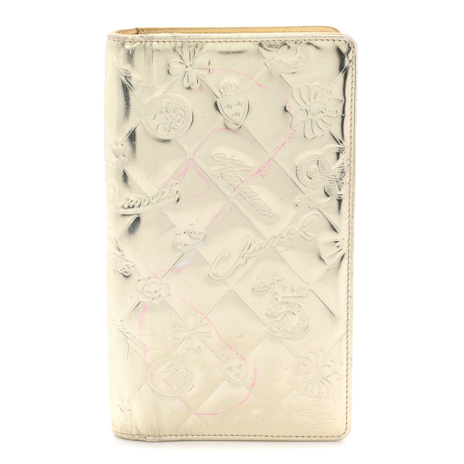 Chanel Metallic Patent Calfskin Quilted Lucky Symbols Yen Wallet