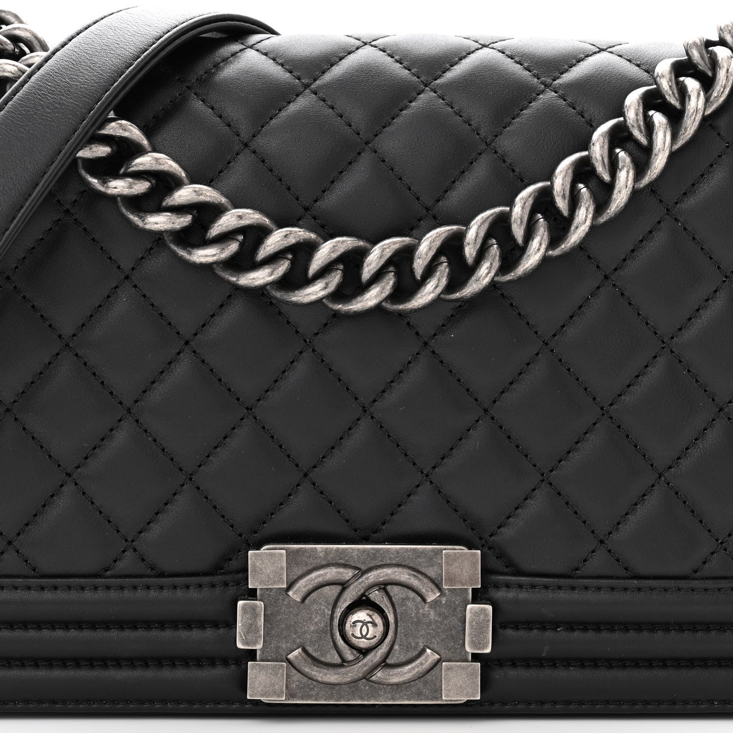 Chanel Lambskin Quilted Medium Boy Flap Black 8 of 11