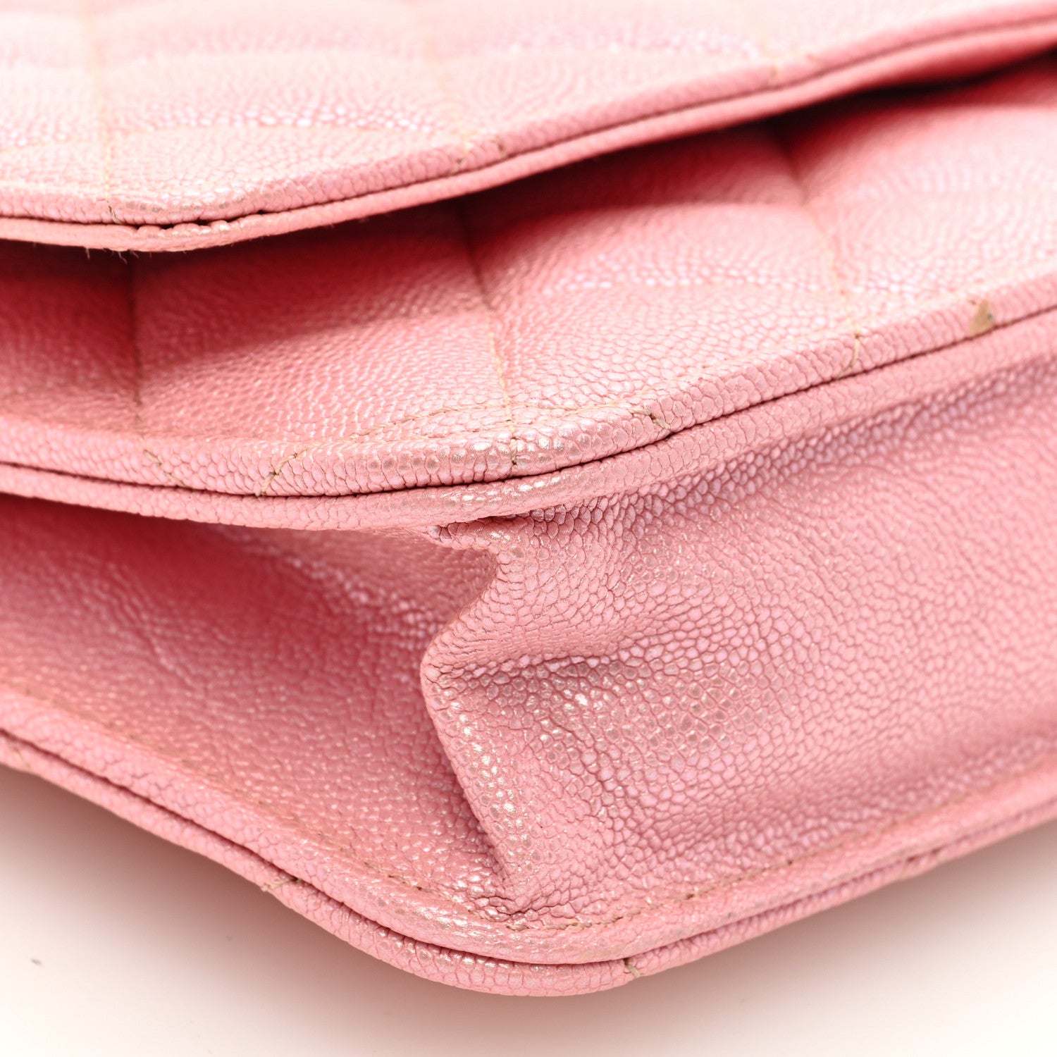 Chanel Iridescent Caviar Quilted Wallet on Chain WOC Rose Pink 9 of 11