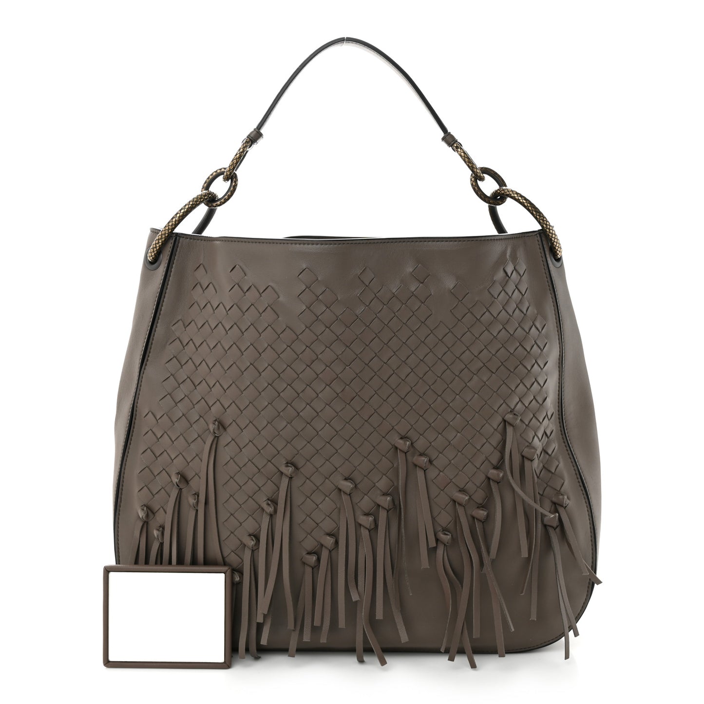 Nappa Intrecciato Fringe Large Brio Loop Hobo Brown