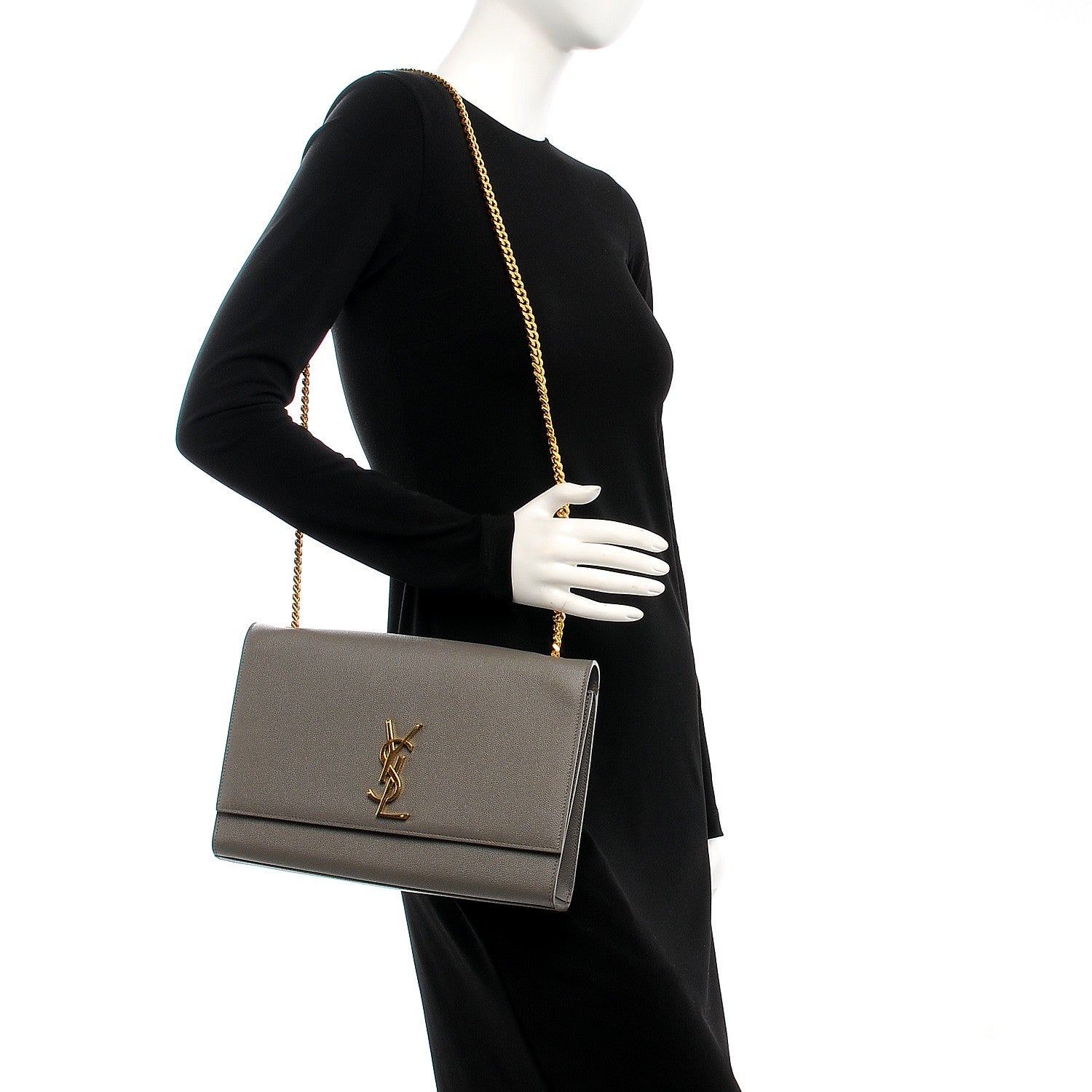 Saint Laurent Grain De Poudre Large Classic Monogram Kate Satchel 2 of 8