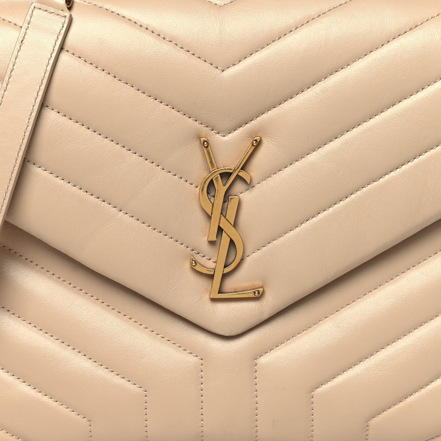 Calfskin Y Quilted Monogram Medium Loulou Chain Satchel Nude Powder