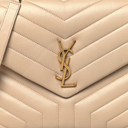 Saint Laurent Calfskin Y Quilted Monogram Medium Loulou Chain Satchel Nude Powder 9 of 12