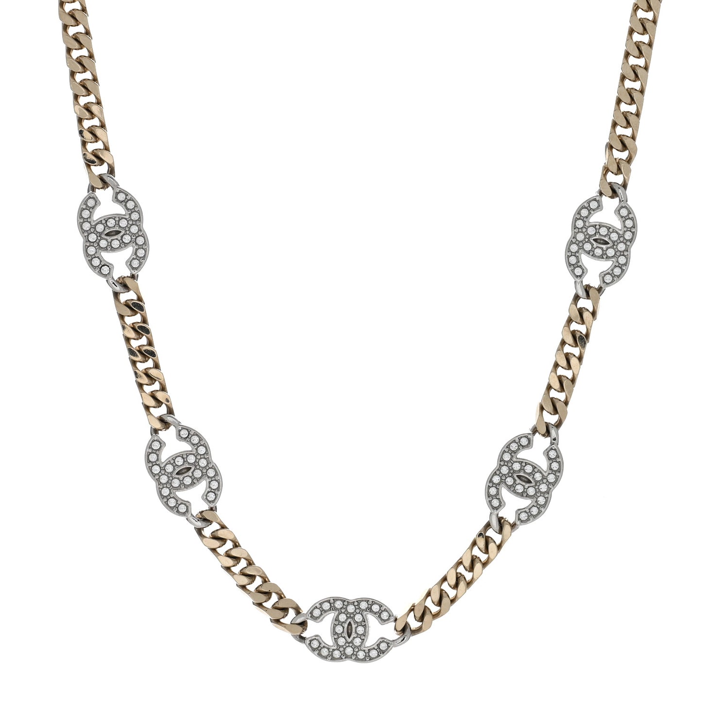 Crystal Chain CC Necklace Gold Silver