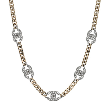 Chanel Crystal Chain CC Necklace Gold Silver 1 of 4