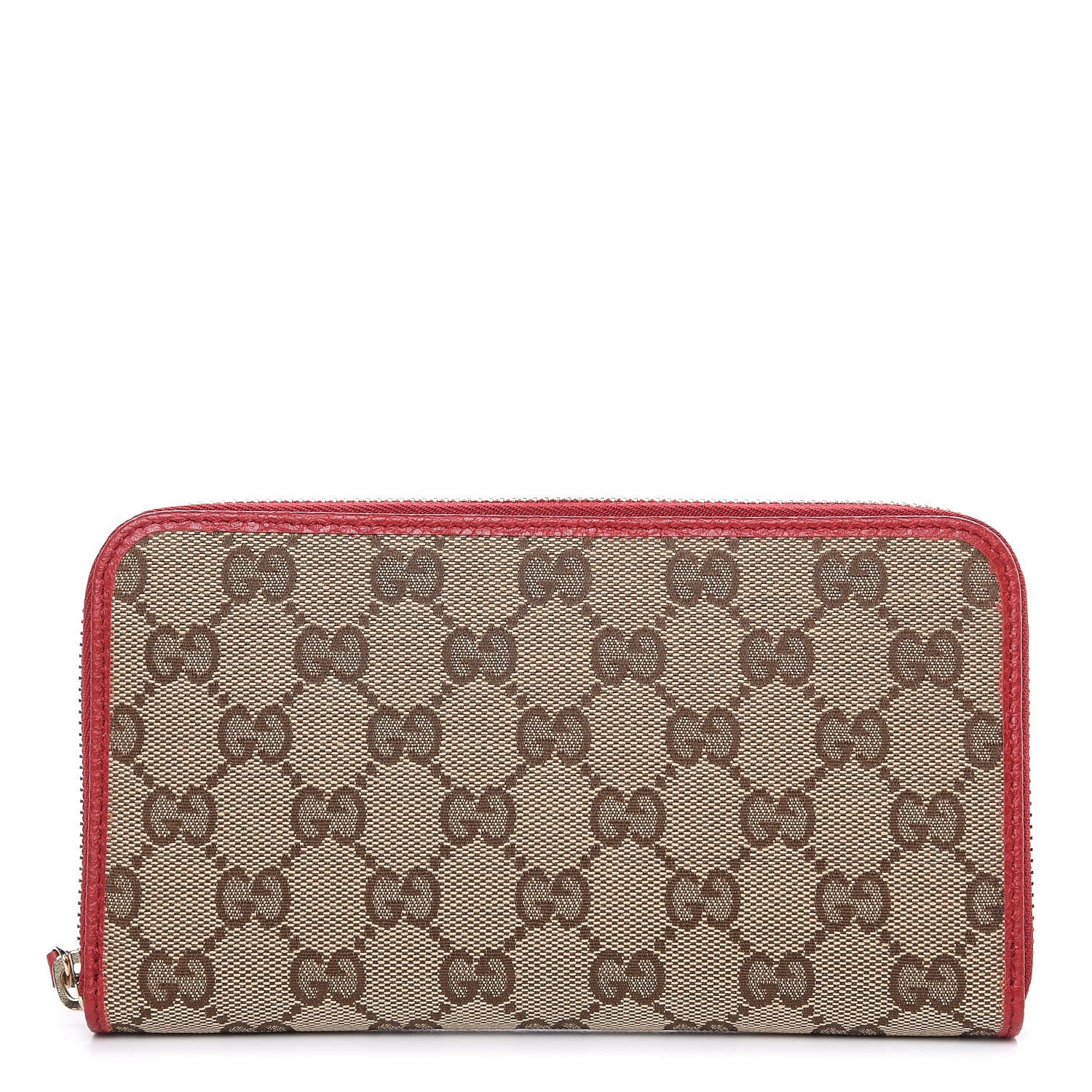 Gucci Monogram Dollar Calfskin Zip Around Wallet Beige Ebony Rosso 1 of 11