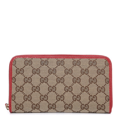 Gucci Monogram Dollar Calfskin Zip Around Wallet Beige Ebony Rosso 1 of 11