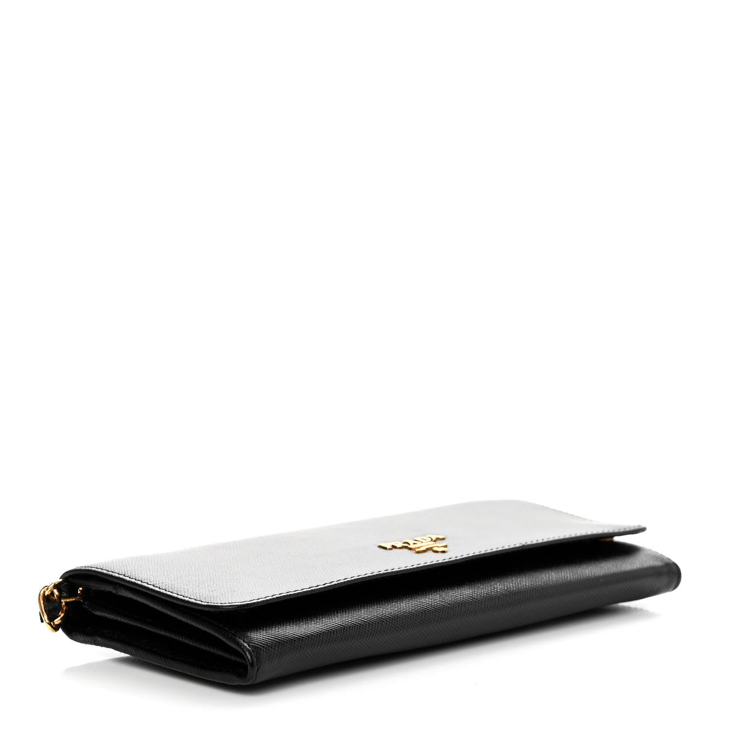 Prada Saffiano Metal Oro Chain Wallet Black 4 of 10
