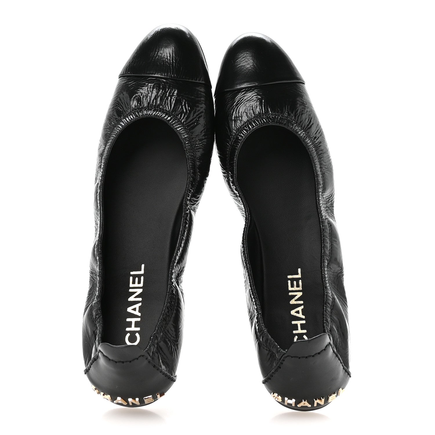 Chanel Lambskin Shiny Goatskin Calfskin Ballerina Flats 39.5 Black