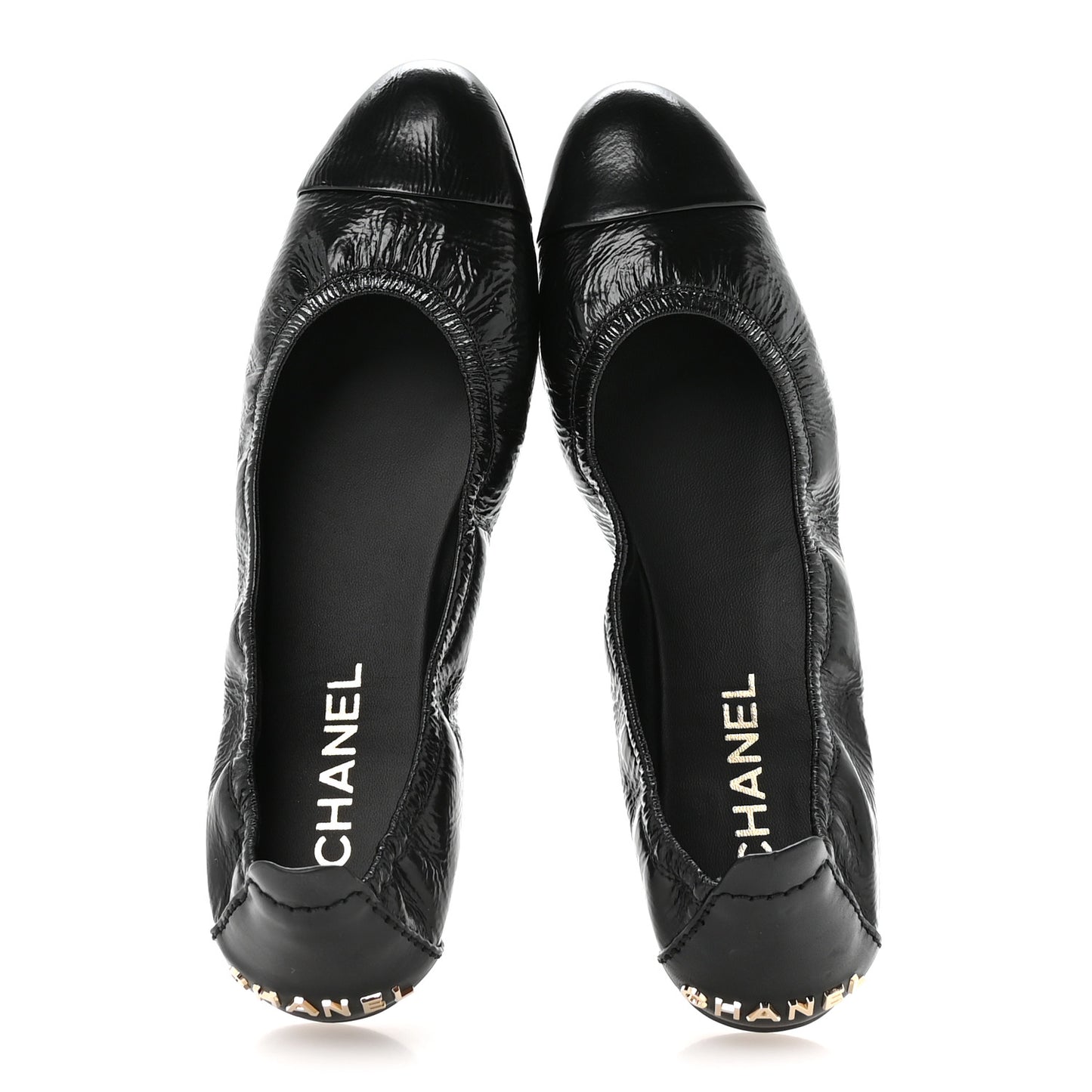 Lambskin Shiny Goatskin Calfskin Ballerina Flats 39.5 Black
