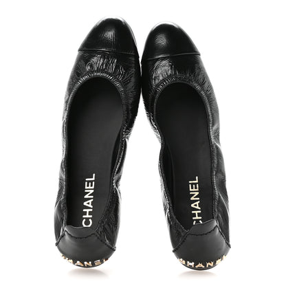 Chanel Lambskin Shiny Goatskin Calfskin Ballerina Flats 39.5 Black 2 of 9