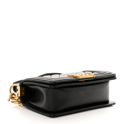 Chanel Calfskin Small Boy Logo Top Handle Flap Black 4 of 11
