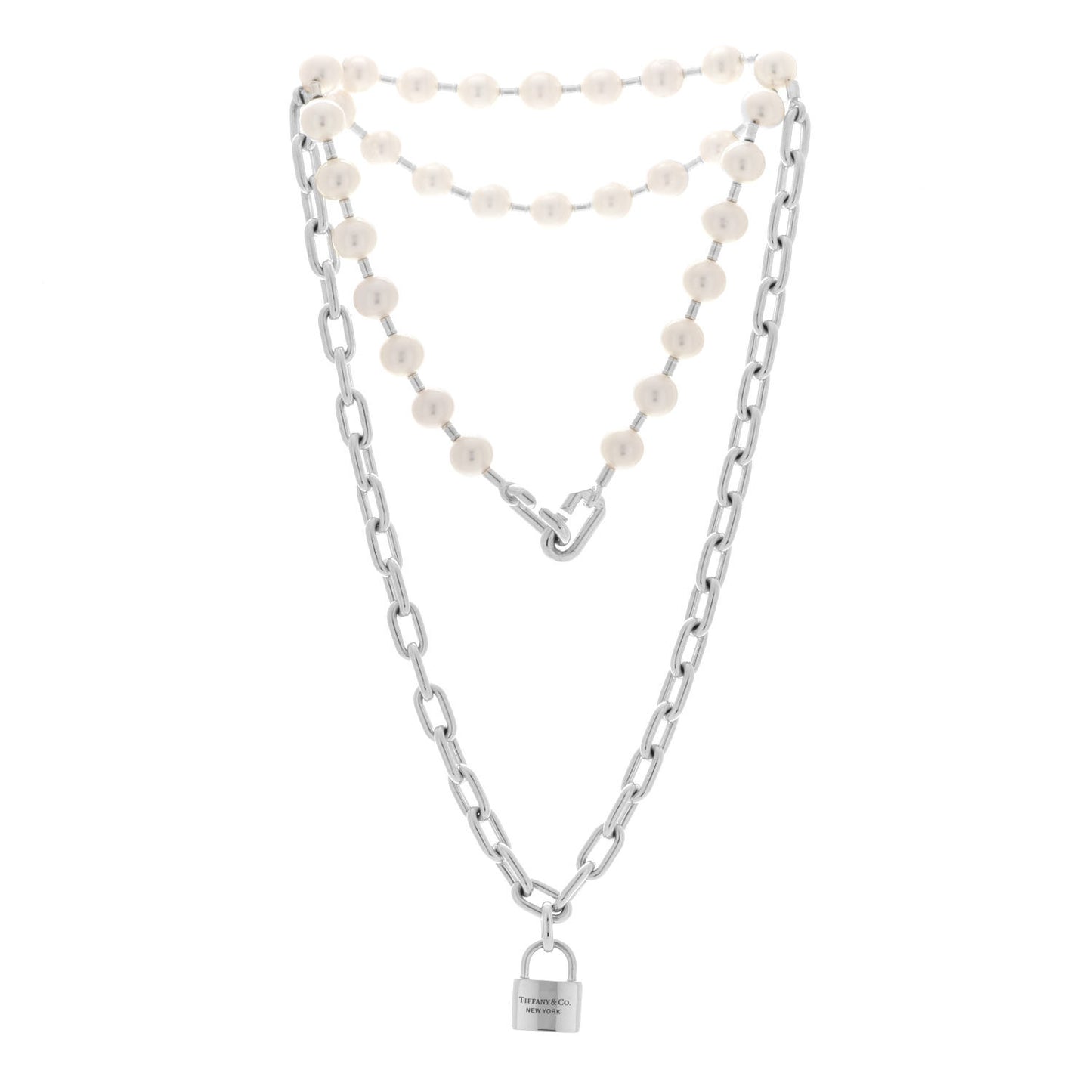 Sterling Silver Pearl HardWear Lock Necklace