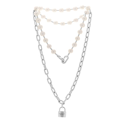 Tiffany Sterling Silver Pearl HardWear Lock Necklace 3 of 6