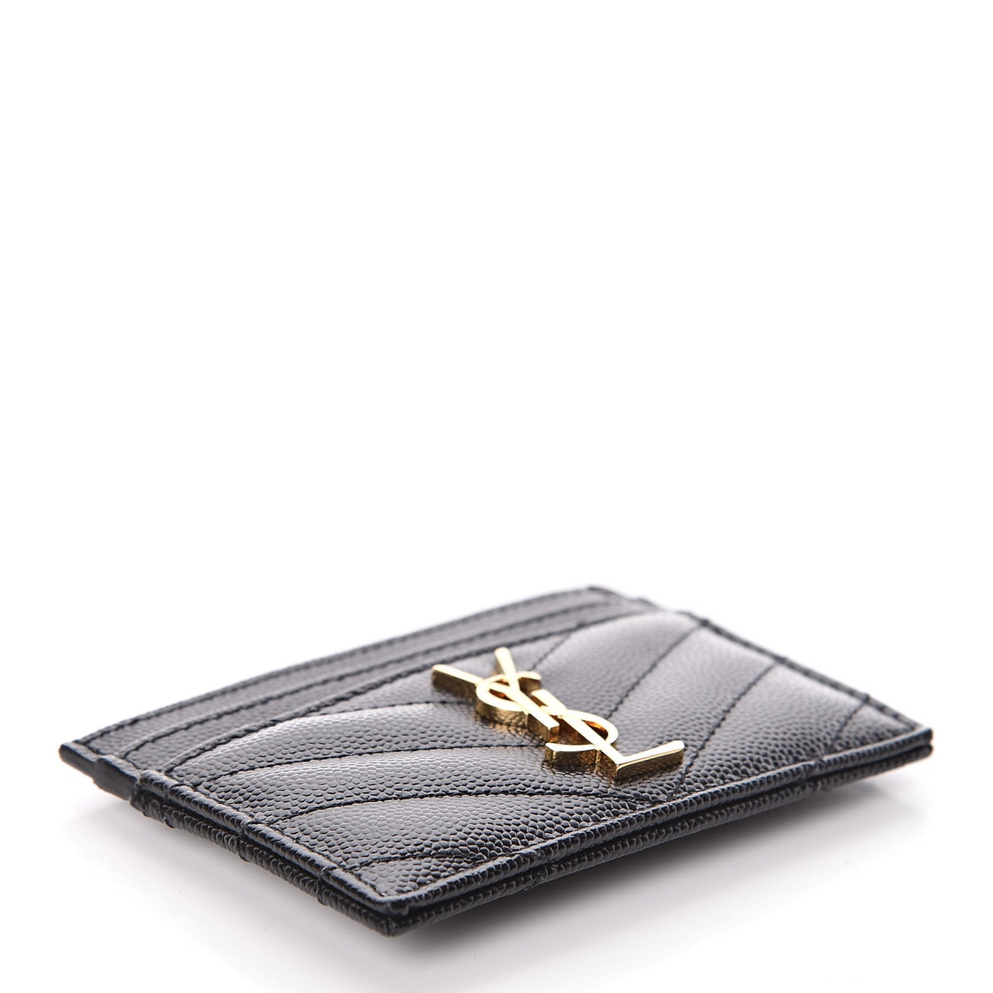 Grain De Poudre Matelasse Chevron Monogram Credit Card Case Black