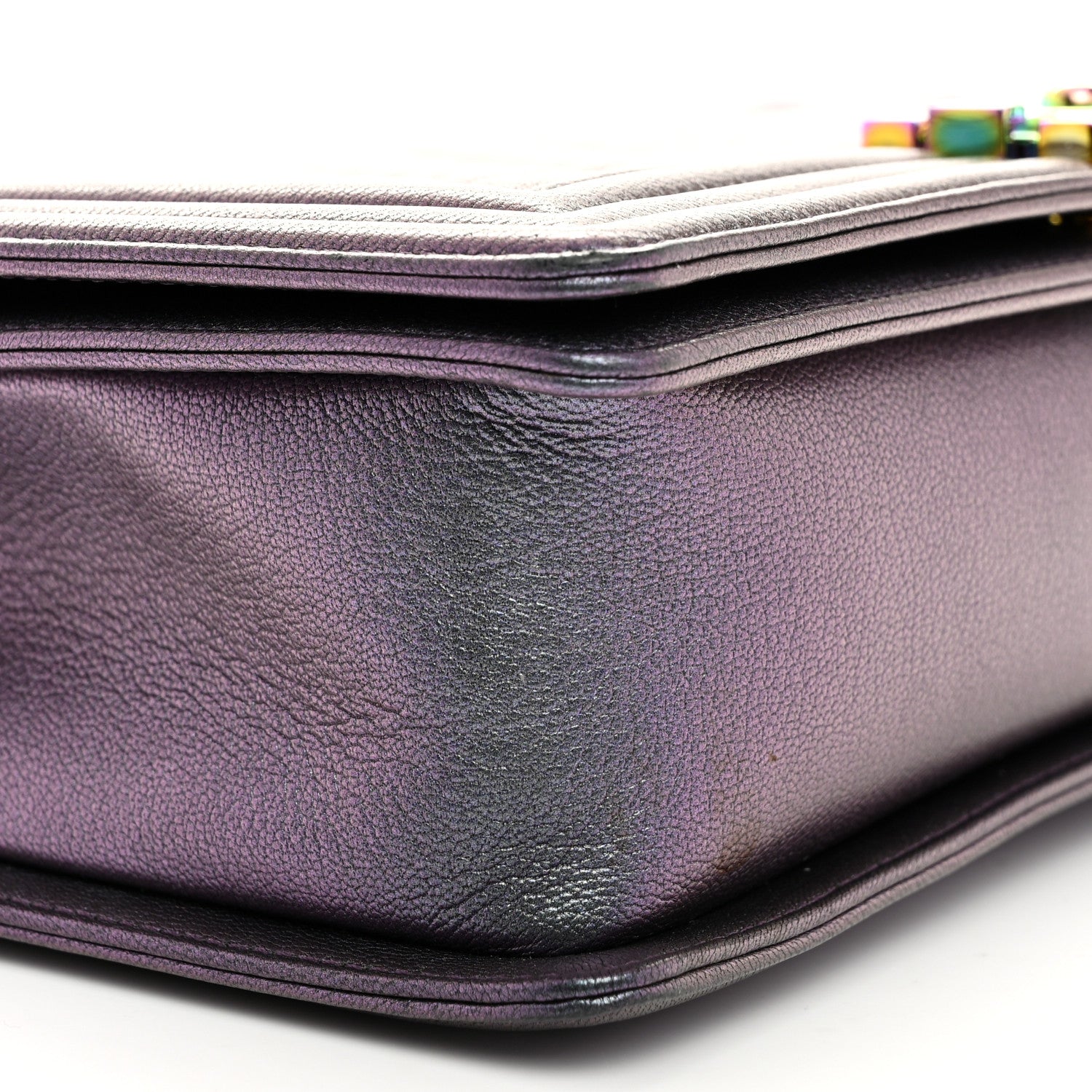 Chanel Iridescent Goatskin Quilted New Medium Boy Flap Purple 9 of 10