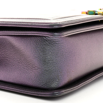 Chanel Iridescent Goatskin Quilted New Medium Boy Flap Purple 9 of 10