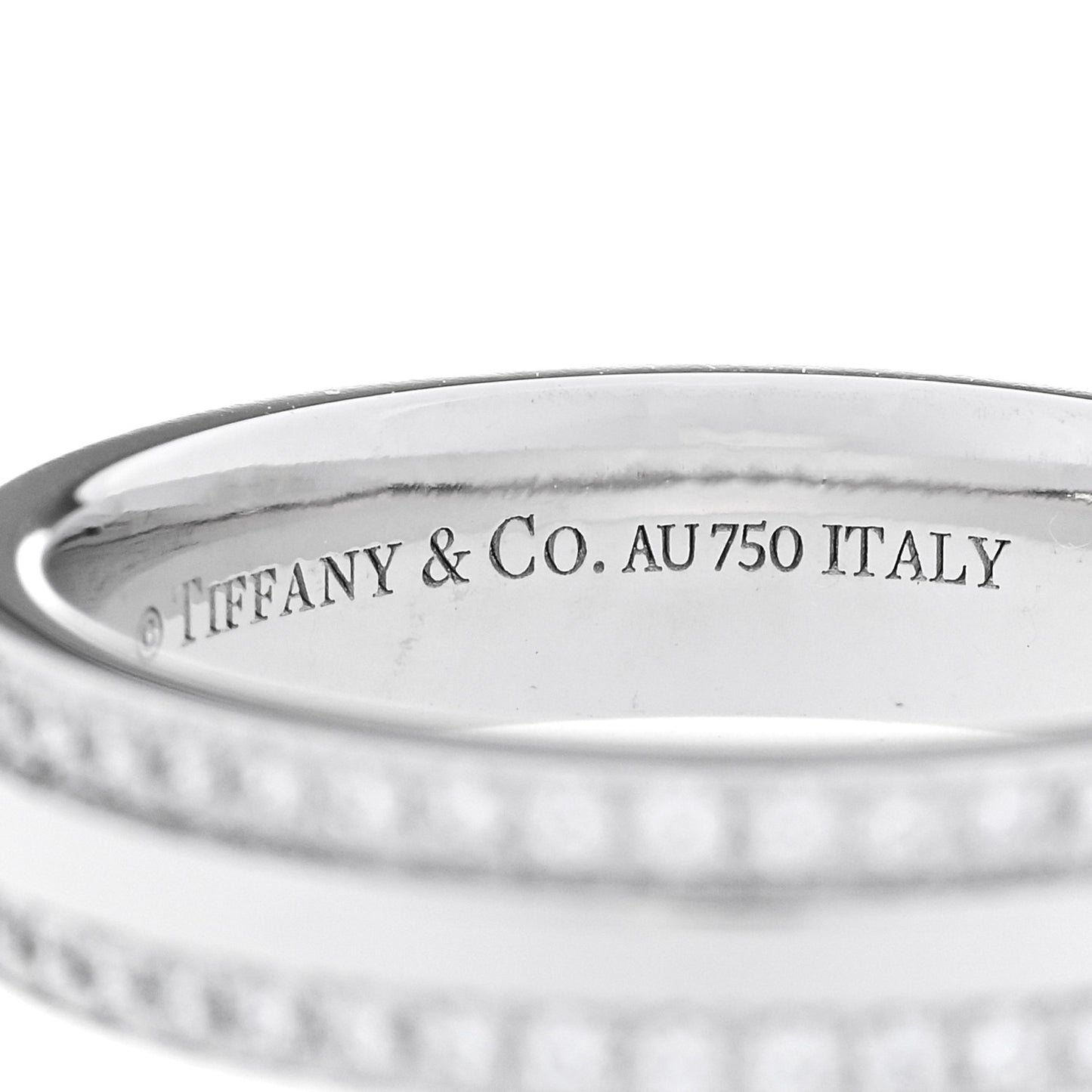 18K White Gold Diamond Narrow T Two Pave Ring 50 5.5