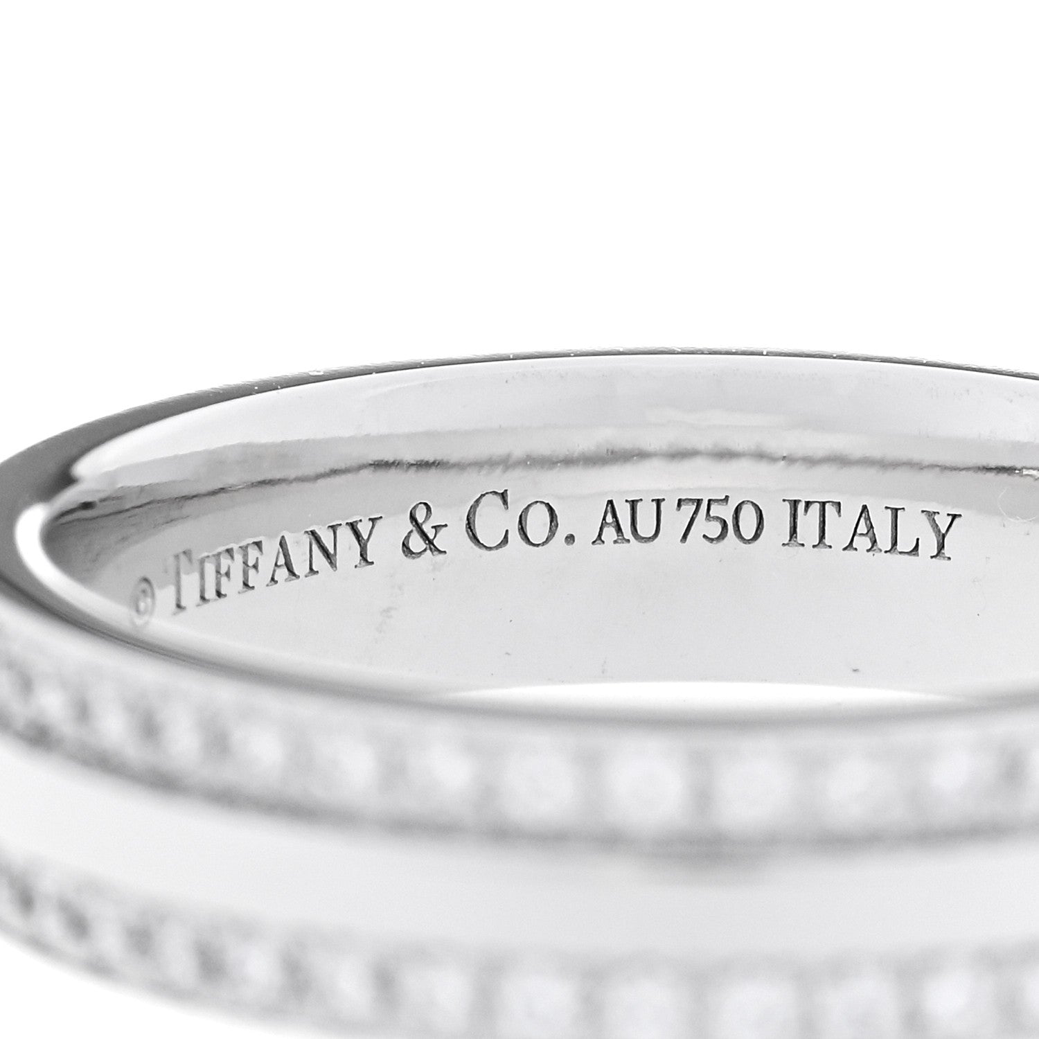 Tiffany 18K White Gold Diamond Narrow T Two Pave Ring 50 5.5 5 of 6