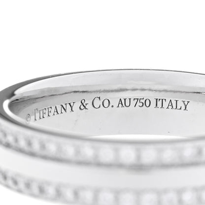 Tiffany 18K White Gold Diamond Narrow T Two Pave Ring 50 5.5 5 of 6