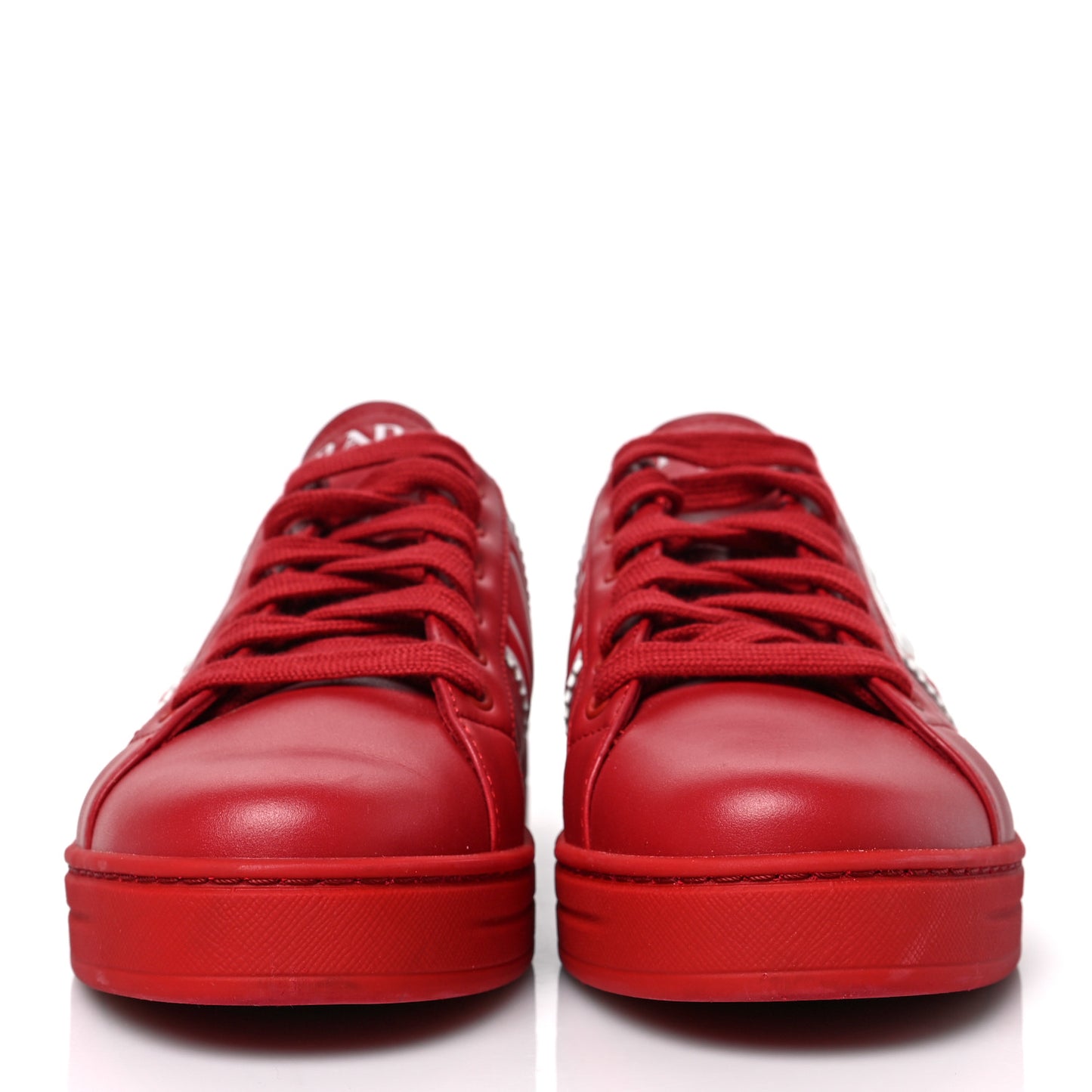 Vitello Soft Triangle Logo Womens Low Top Sneakers 37.5 Rosso White